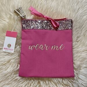 NEW Marley Lilly Pink Glitter Lingerie Embroidery Confetti Collection Travel Bag